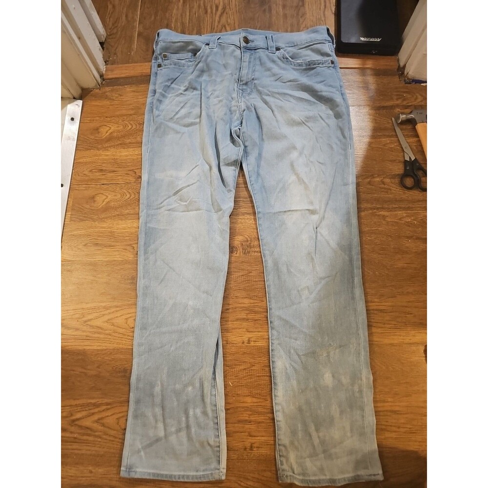 True Religion Jeans Men's 36 Geno Relaxed Slim Light Blue Denim Pants Stretch